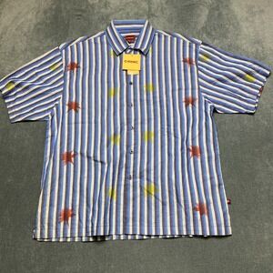 Vintage Conic Shirt Mens XL Blue White Striped Short Sleeve Classic Button Up